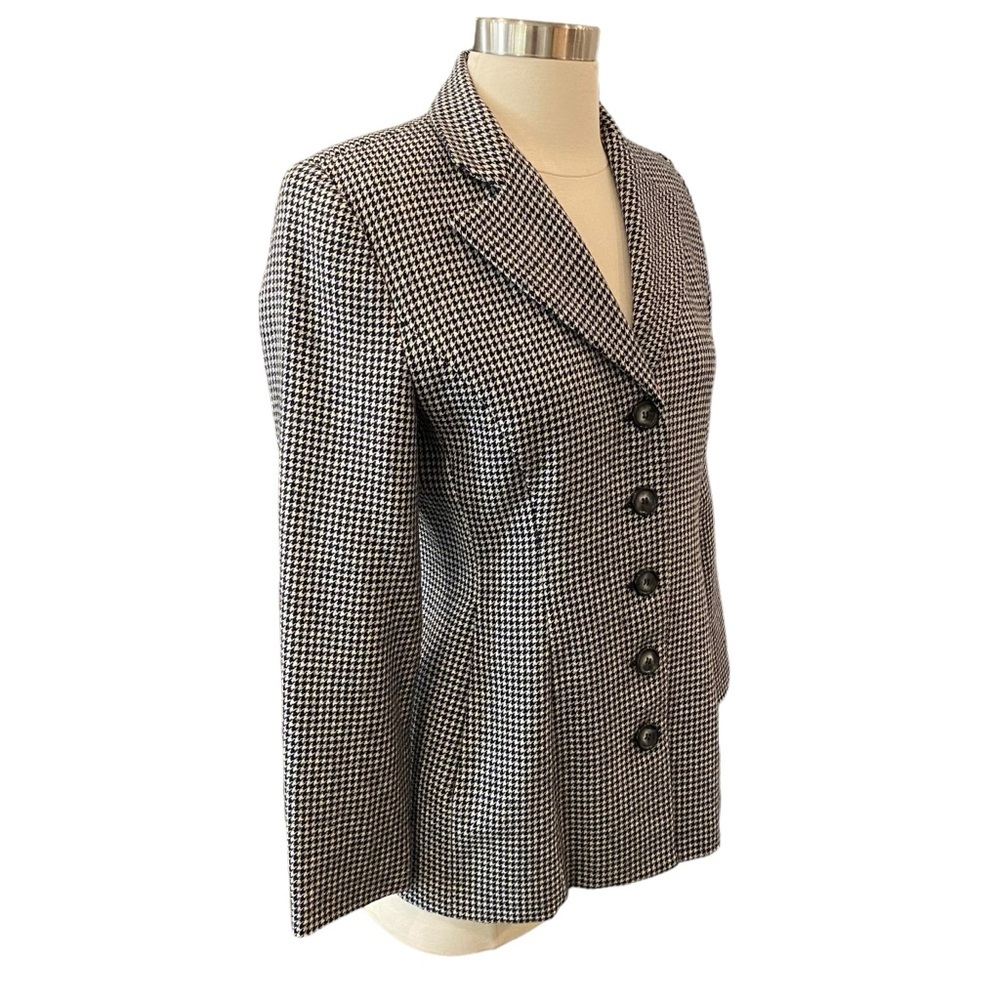 Wool Houndstooth Pattern Blazer Jacket Vintage Y2k - image 5